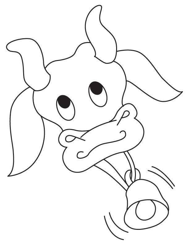Cow with bell coloring page