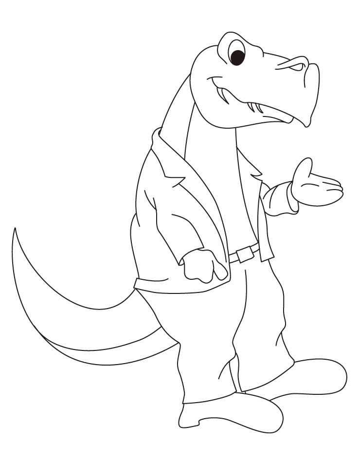 Crocodile wearing jacket coloring pages