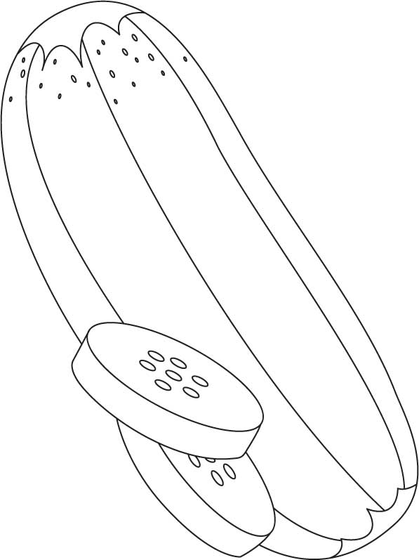 Cucumber with slice coloring page