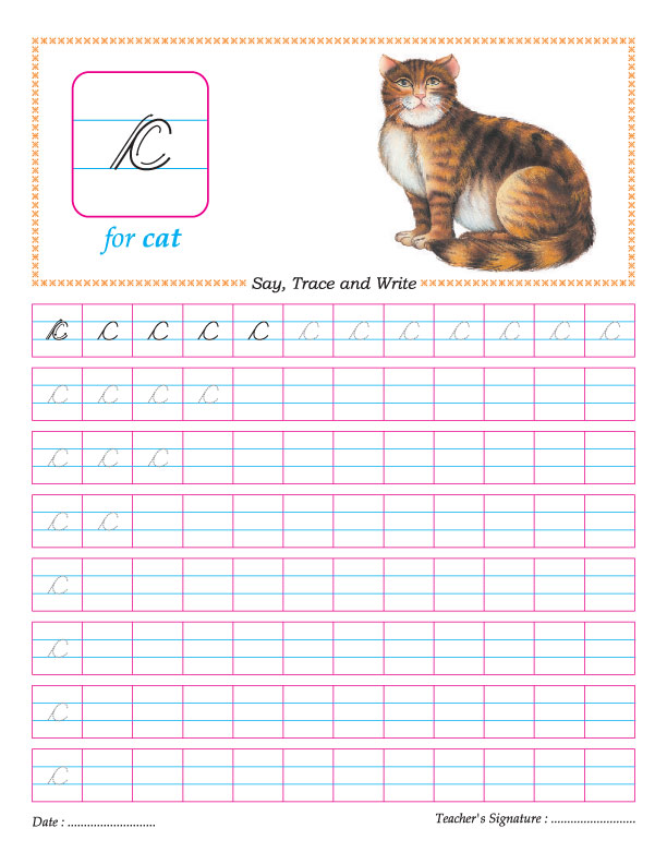 Cursive small letter c practice worksheet