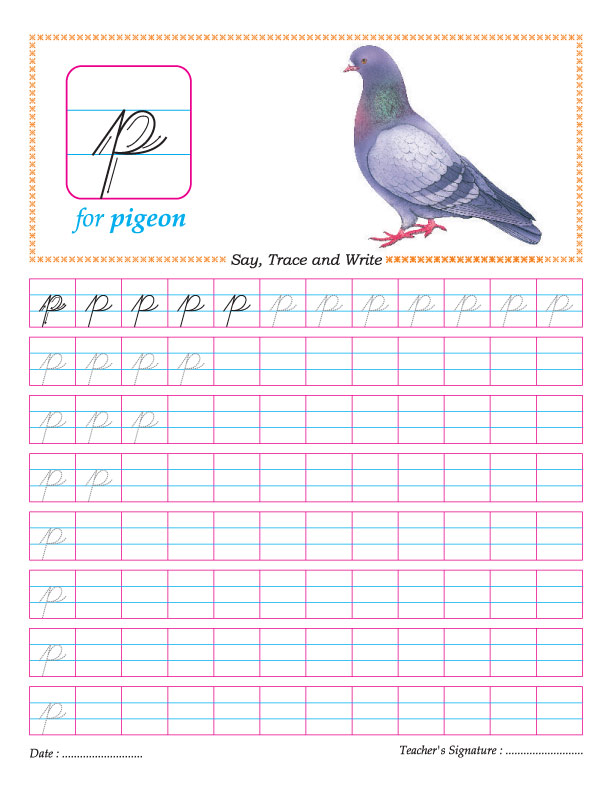 Cursive small letter p practice worksheet