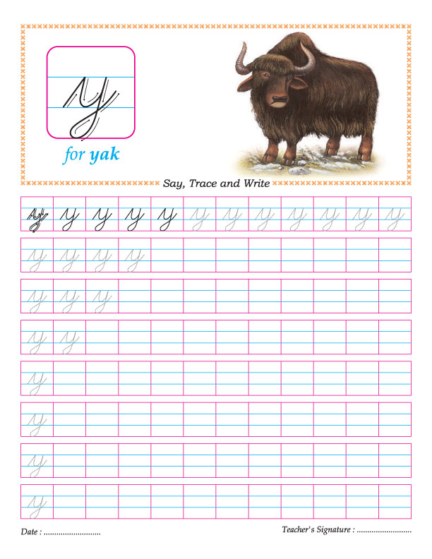 Cursive Small Letter Y Practice Worksheet Download Free Cursive Small 