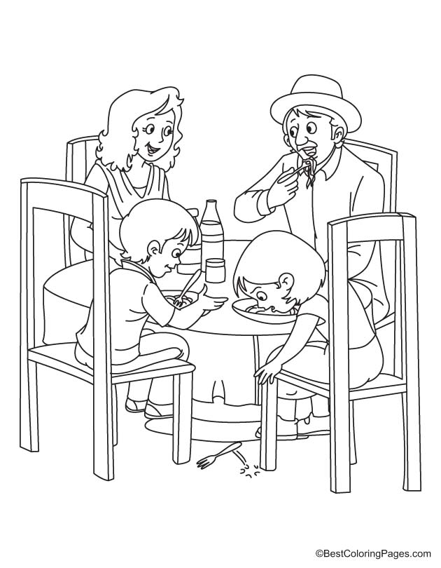 Dinner time coloring page Download Free Dinner time coloring page for