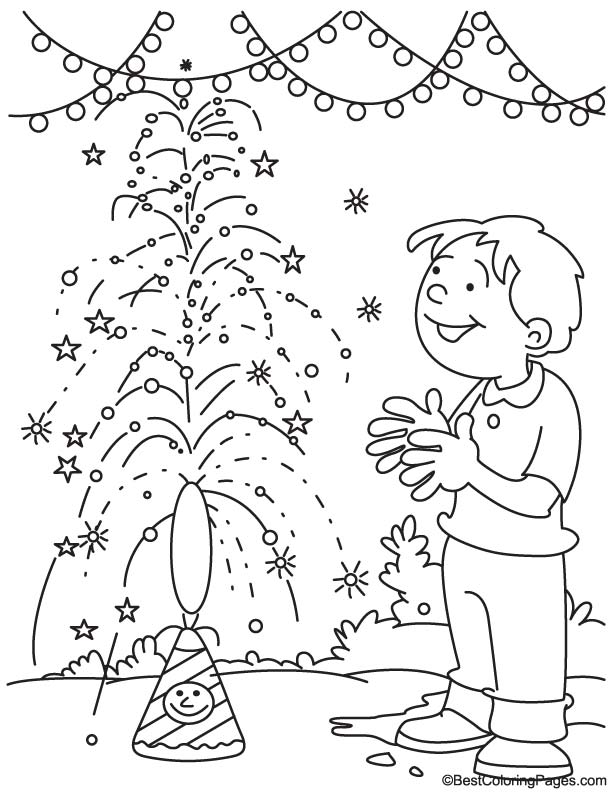 Diwali crackers coloring page