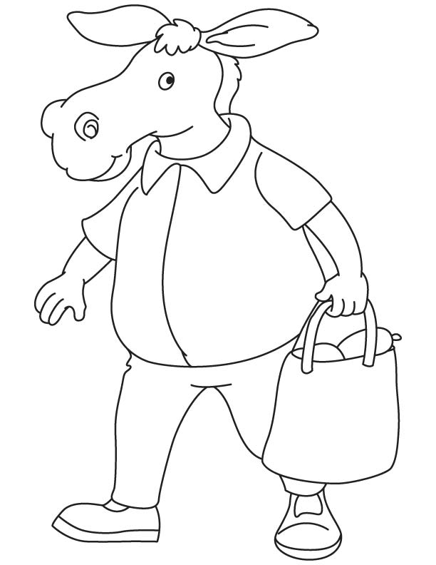 Donkey in the market coloring page