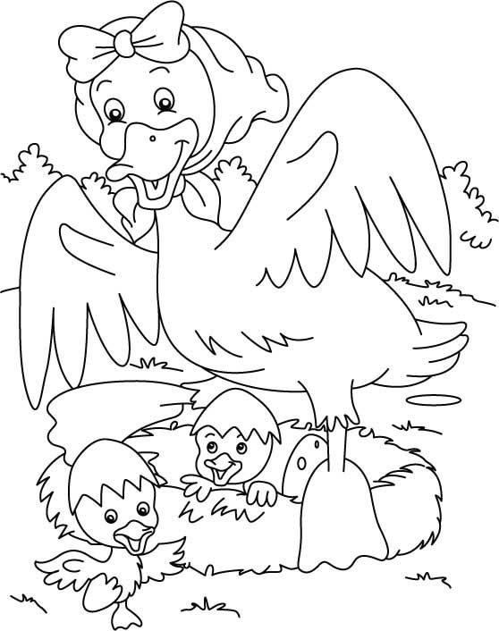 Duck family coloring page