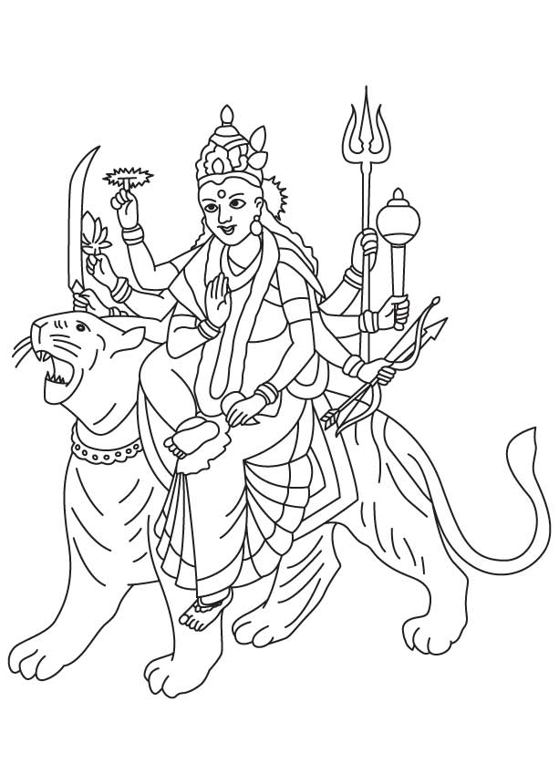 Durga puja coloring page