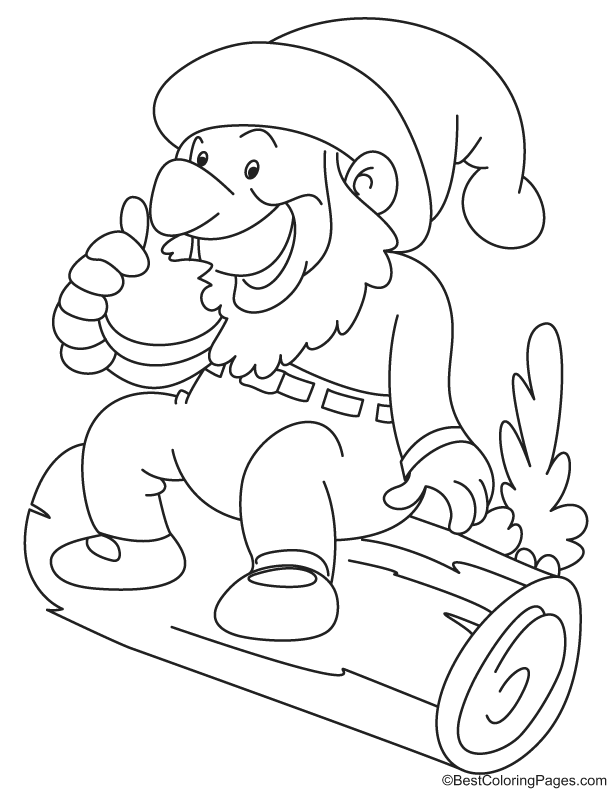 Dwarf eating bun coloring page