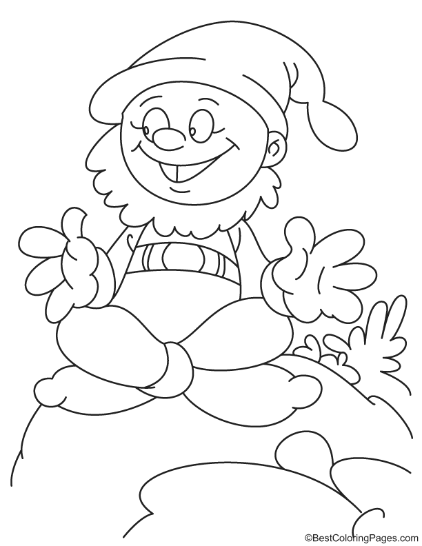 Dwarf in meditating position coloring page
