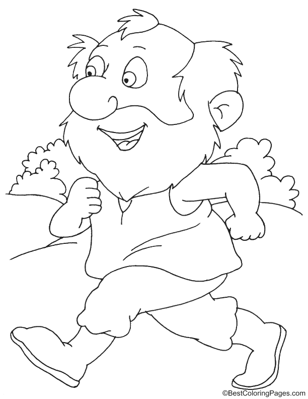 Dwarf jogging coloring page