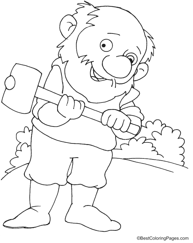 Dwarf with hammer coloring pages