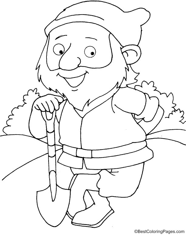 Dwarf with spade coloring page