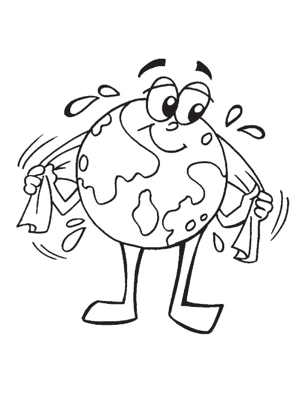 Earth is feeling hot due to our misdeeds coloring page