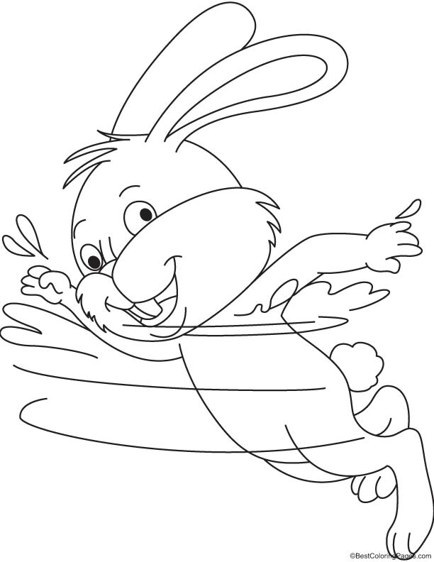 Fast swimming rabbit coloring page