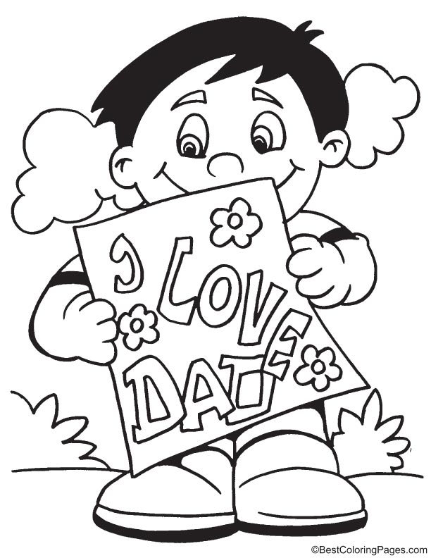 Fathers day card coloring page