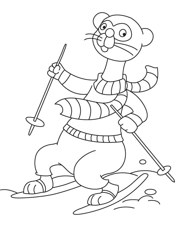 Ferret skiing coloring page
