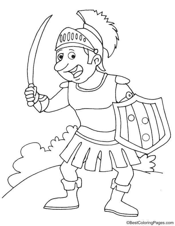 Funny knight coloring page
