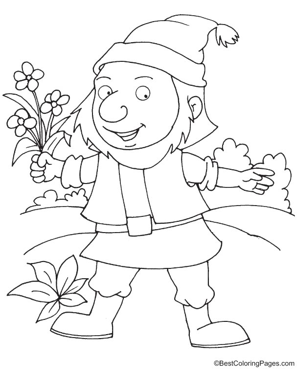 Gardener dwarf coloring page