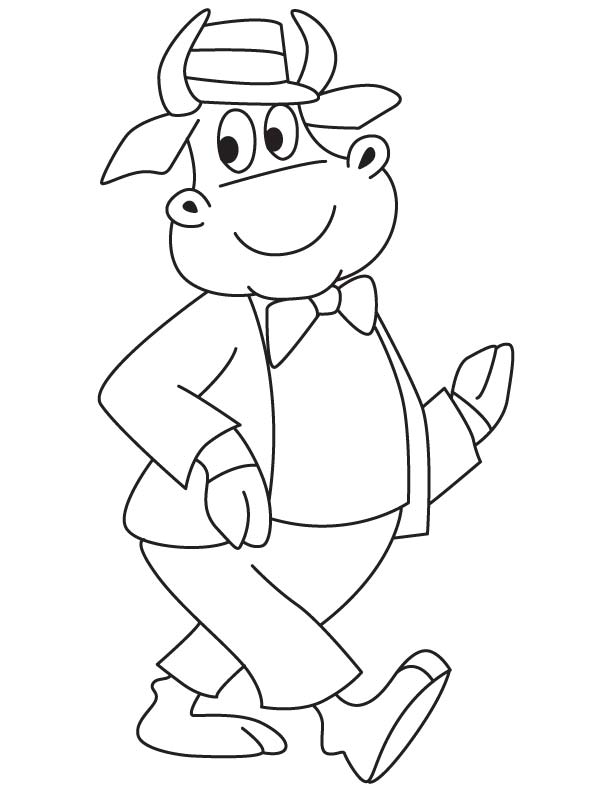 Gentle cow coloring page