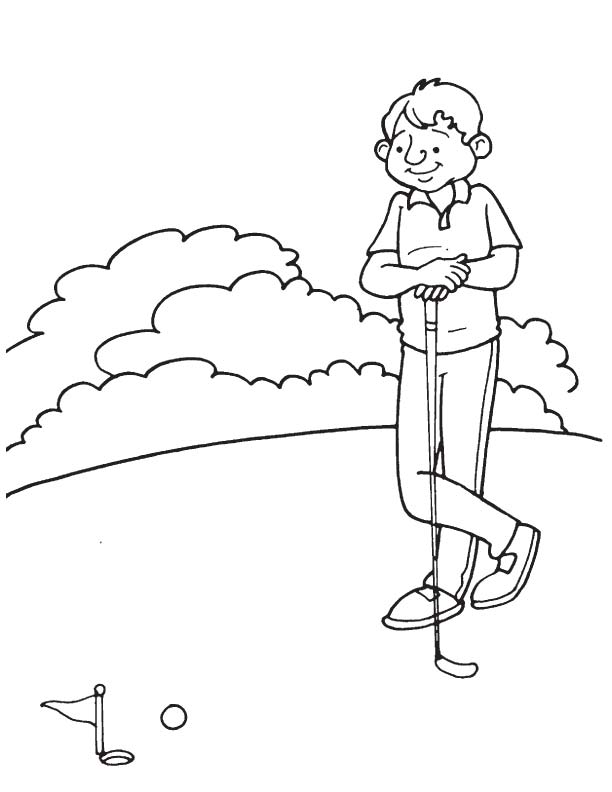 Golfer standing coloring page