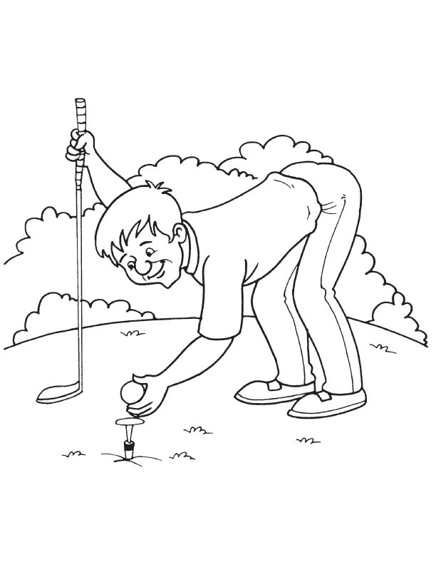Golfer taking position coloring page