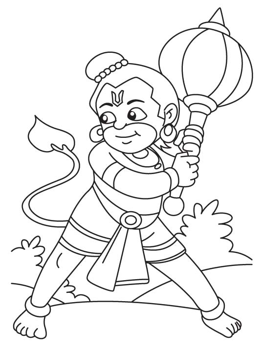Hanuman drawing coloring page | Download Free Hanuman drawing coloring page  for kids | Best Coloring Pages