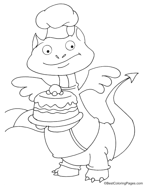 Happy birthday dragon coloring page