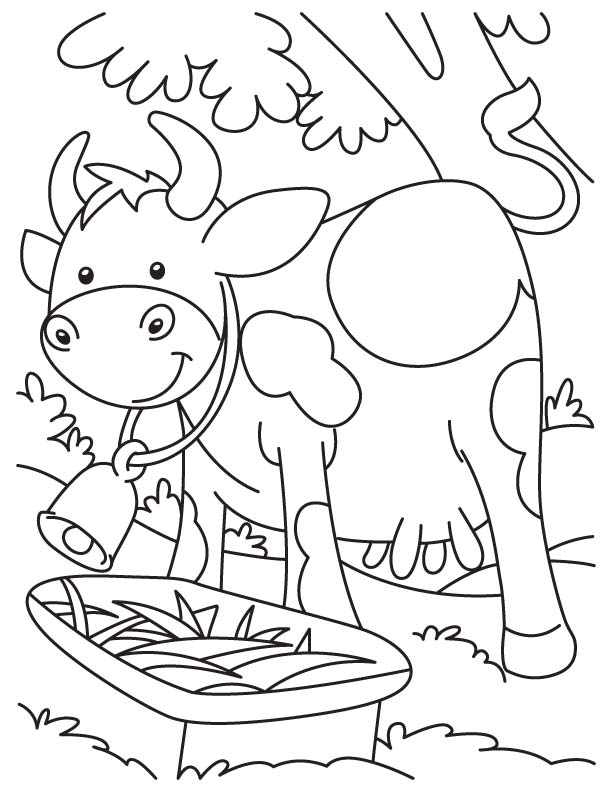 Happy mother cow coloring page