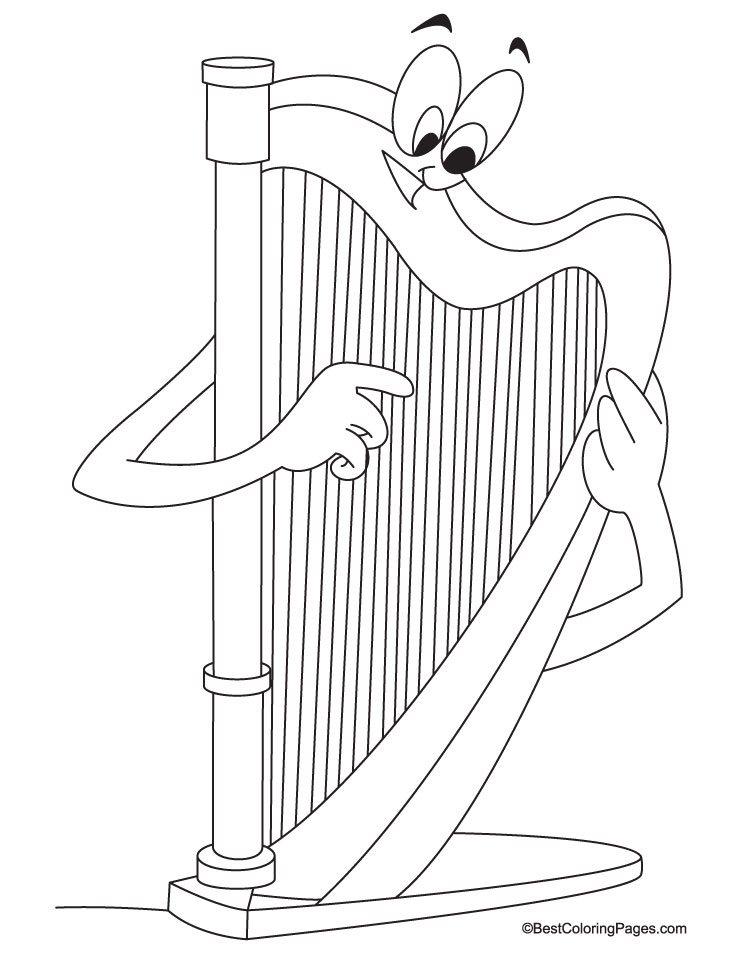 Harp coloring page | Download Free Harp coloring page for kids | Best