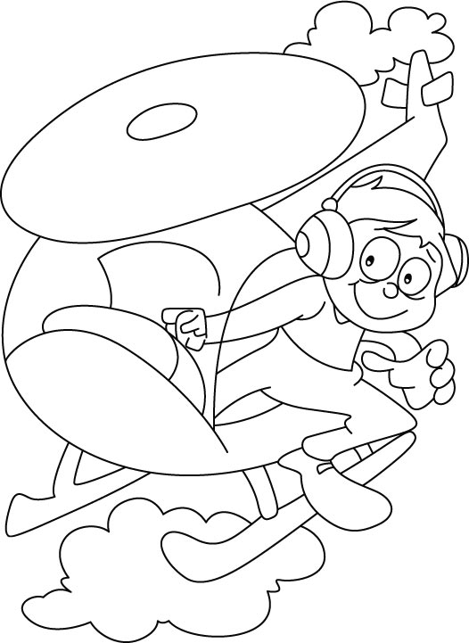 Pilot jumping from helicopter coloring page | Download Free Pilot