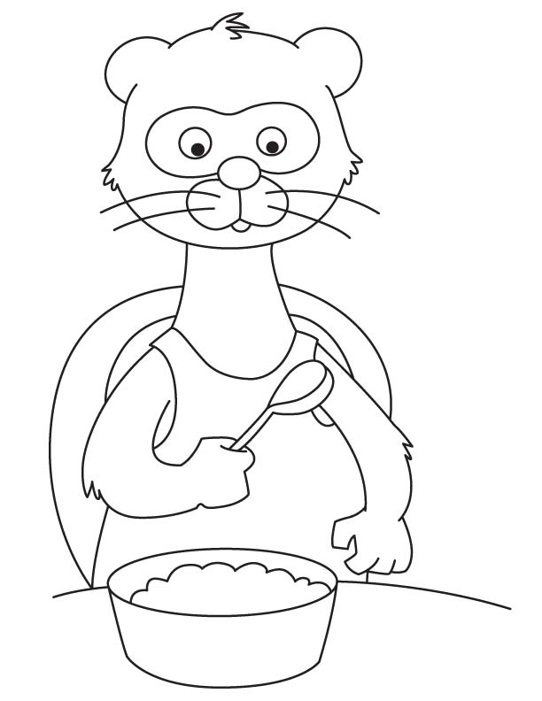 Hungry ferret coloring page