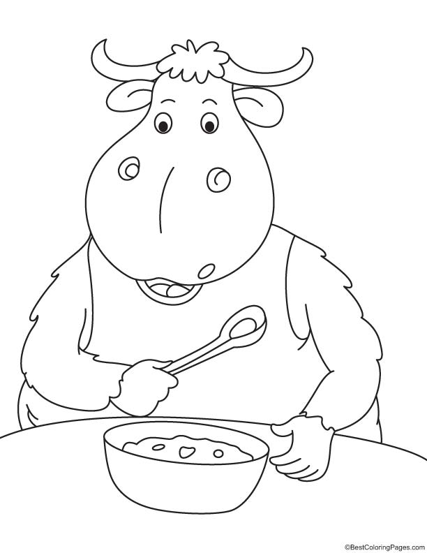 Hungry yak coloring page