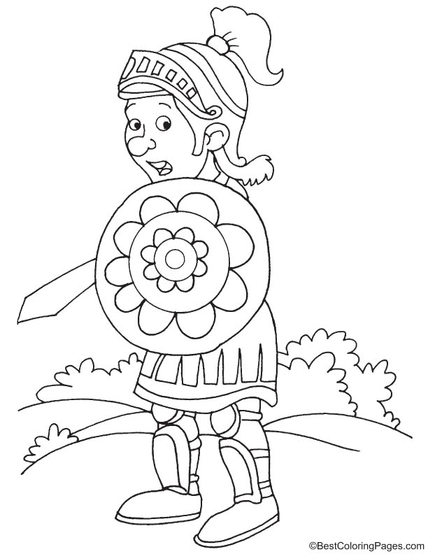 Knight in action coloring page