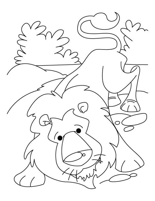 Relaxed Indian lion coloring pages