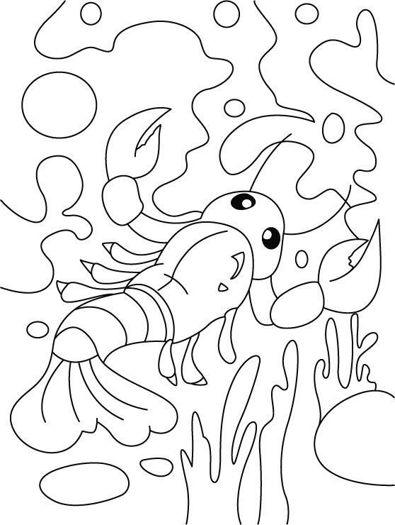 Lobster-finding its way coloring pages