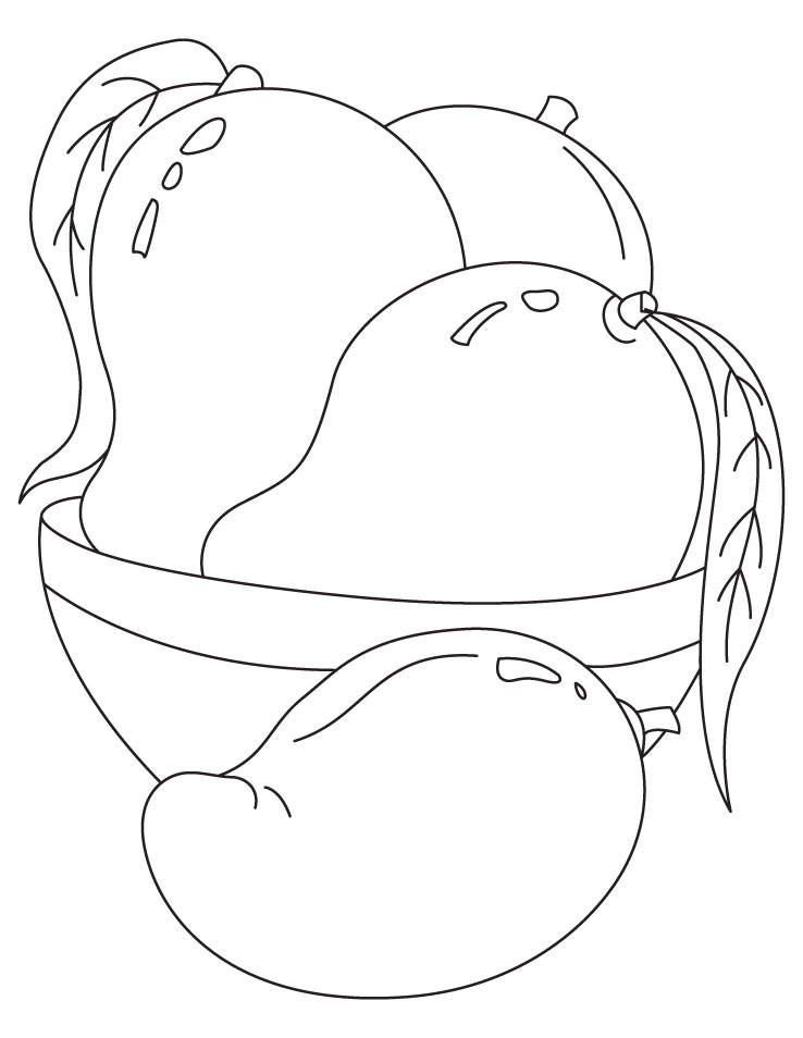 Four mango coloring pages