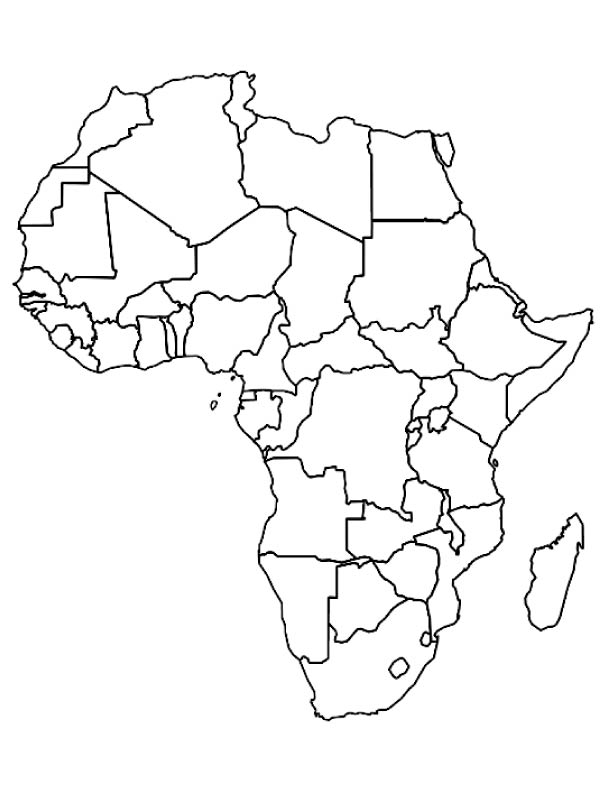 Map of Africa coloring page