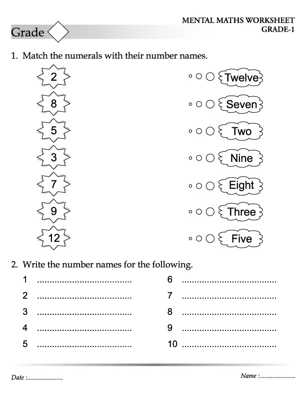 Match The Numerals With Their Number Names Download Free Match The Numerals With Their Number 