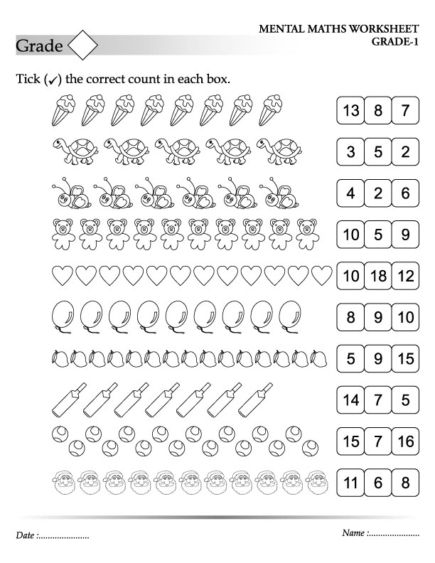 Tick the correct count in each box