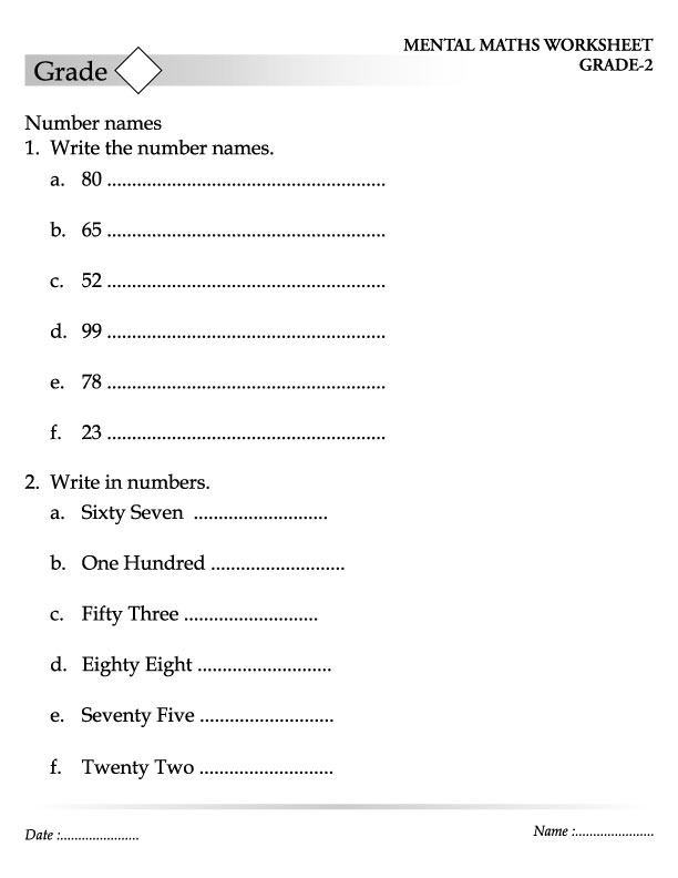 Write the number names