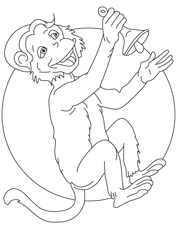 Monkey with a bell coloring page
