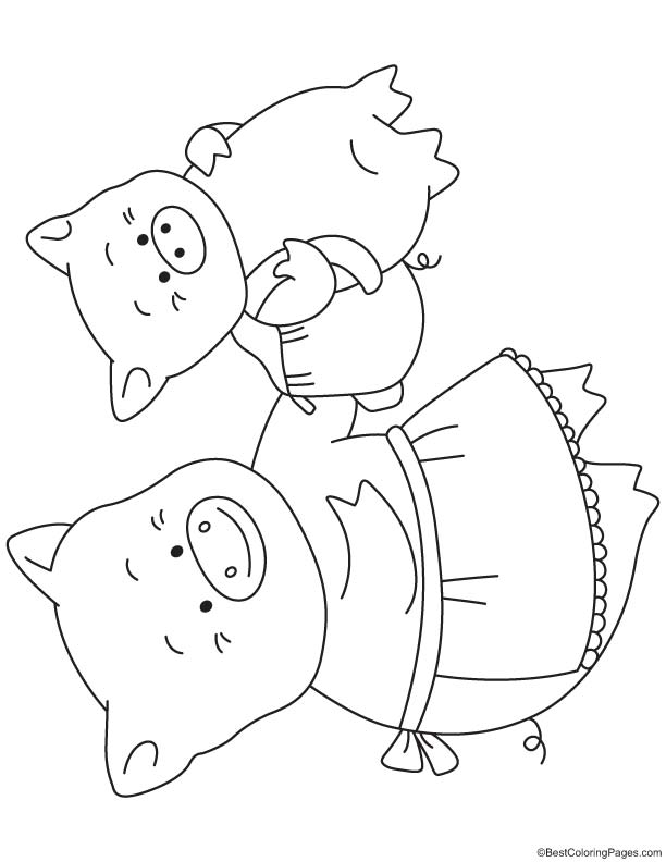 Mother pig and piglet coloring page