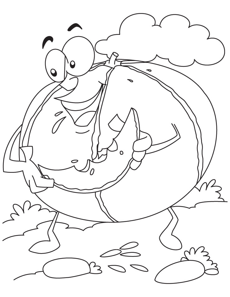 Muskmelon Eating melon Coloring Page