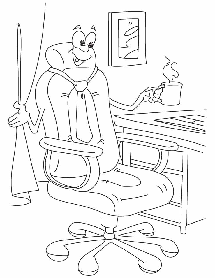 Office chair with coffee mug coloring pages