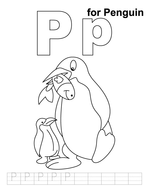 p is for penguin coloring pages - photo #5