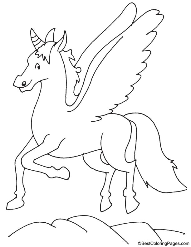 Pegasus galloping coloring page