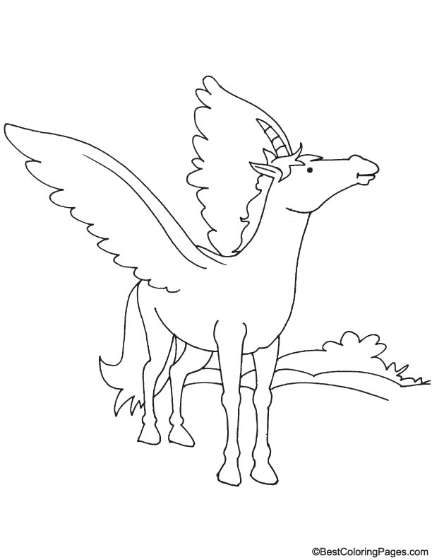 Pegasus ready to fly coloring page