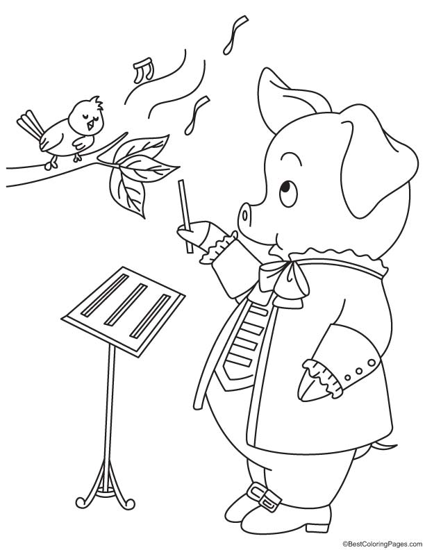 Pig a song composer coloring page