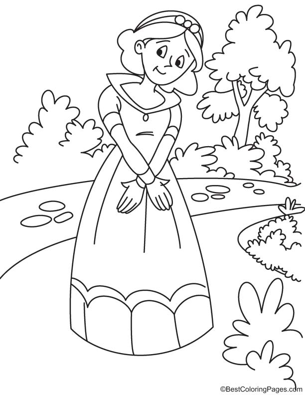 Princess waiting coloring page