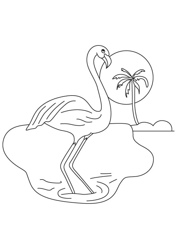 Purple wing flamingo coloring page